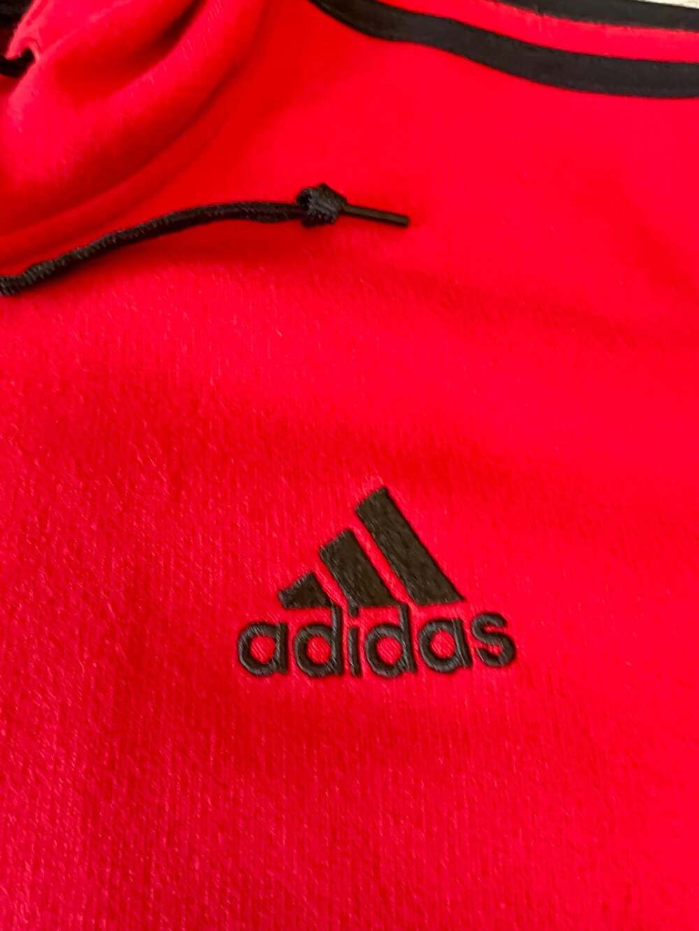 adidas Essentials 3-Stripes Fleece Hoodie - Red - Picture 6 of 9